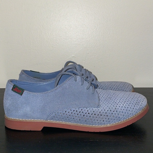Anthropologie G.H.Bass & Co Ellis Light Blue Perforated Suede Oxford Loafer US 9 - Picture 2 of 13